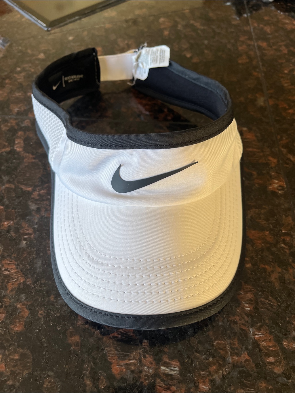 Nike White And Black Swoosh Athletic Visor